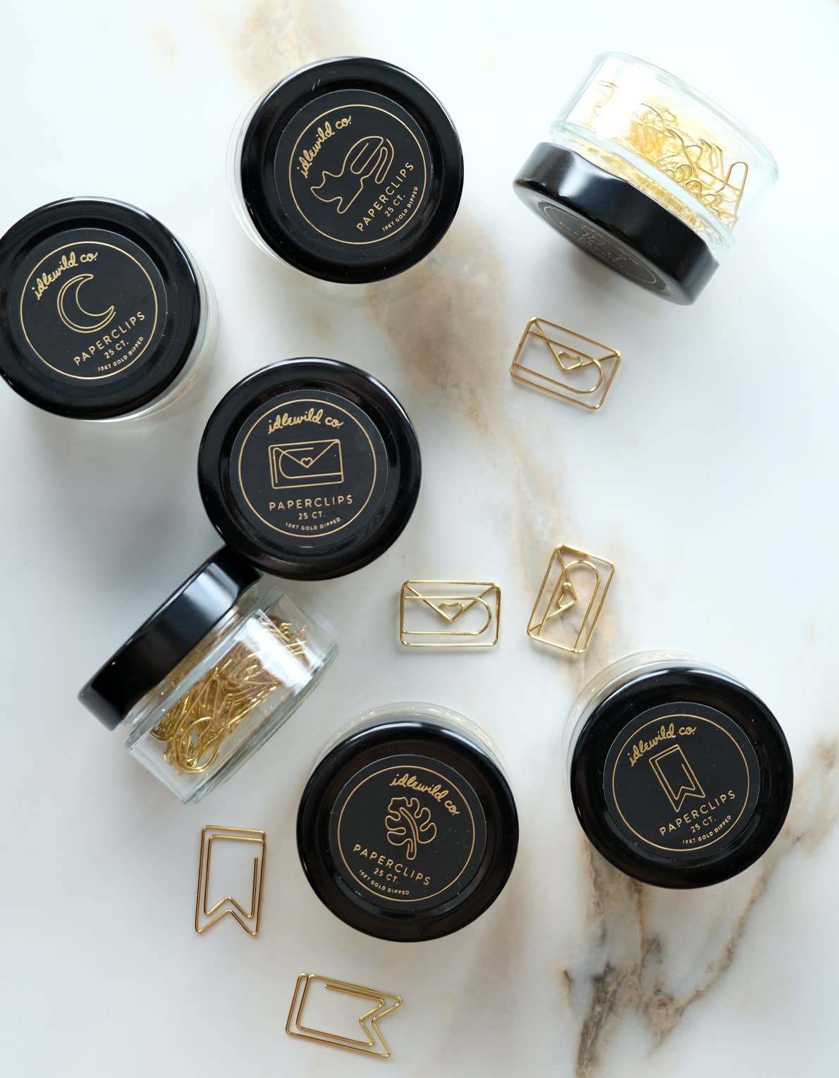 Gold Plated Paper Clips (Jar of 25) | Hand