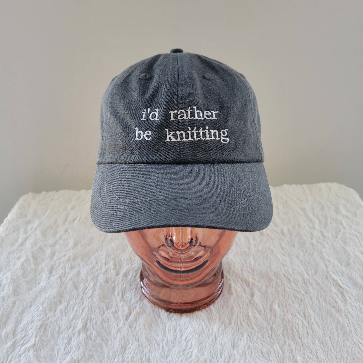 "i'd rather be knitting" Baseball Hat: Green
