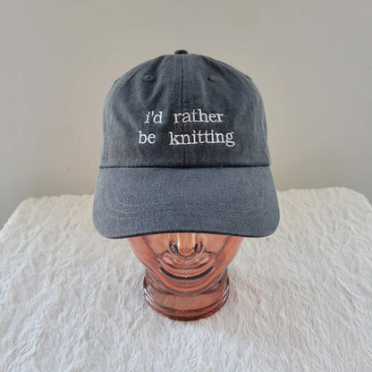 "i'd rather be knitting" Baseball Hat: Green