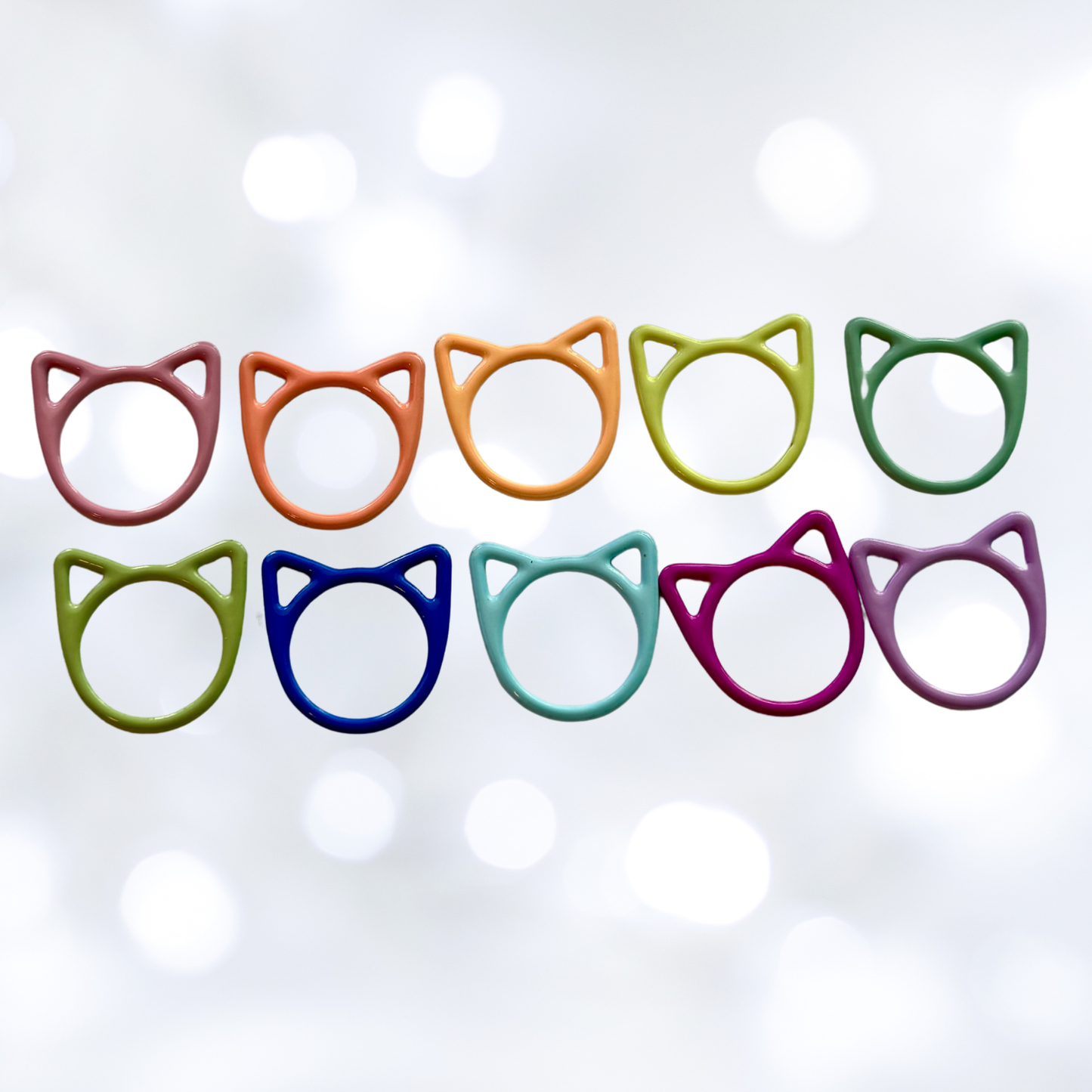 Basic Stitch Set Snag-Free Metal Stitch Markers Cat + Hearts: Cat - purple set
