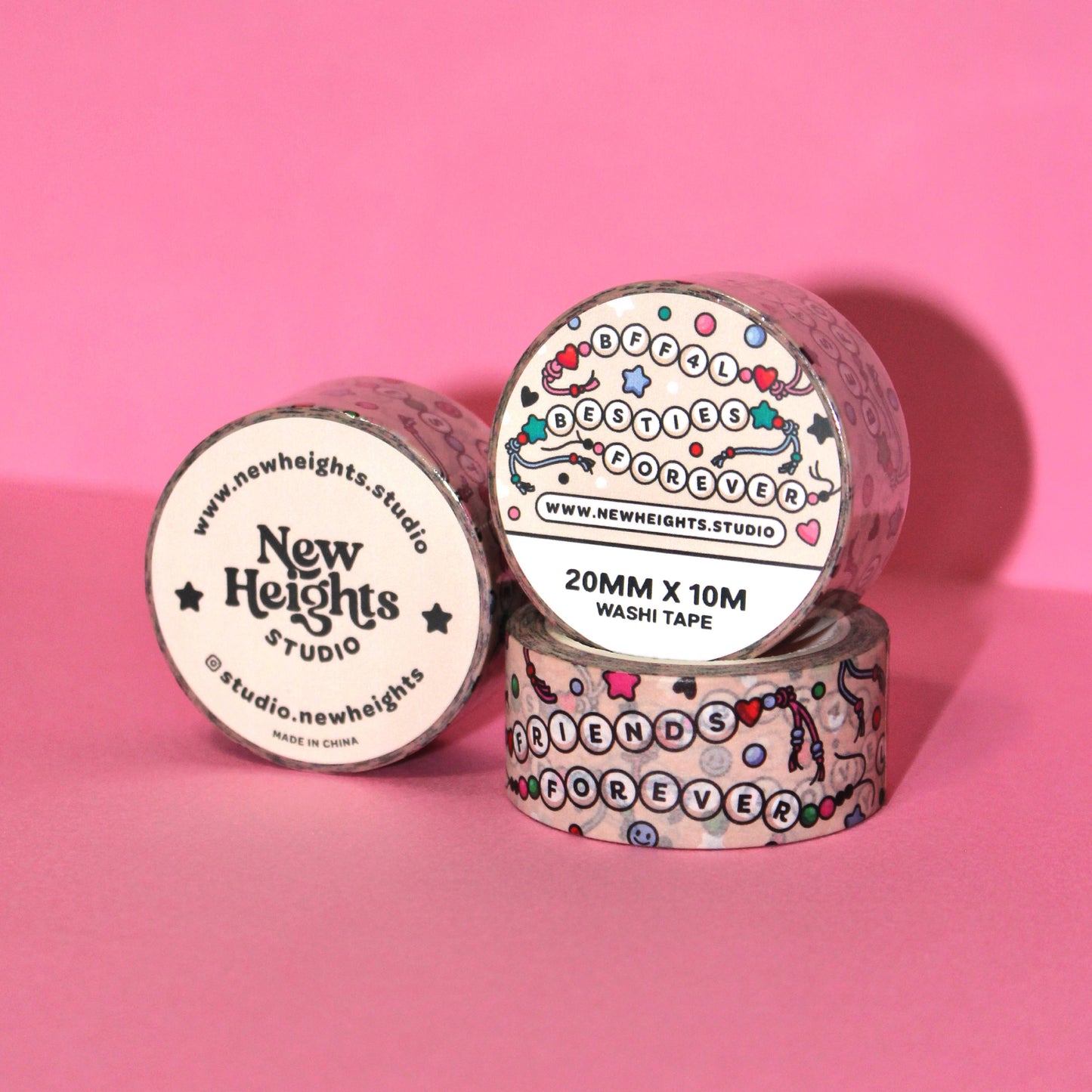"BFF4L" Cute Bead Friendship Bracelets Washi Tape (20mm/10m)