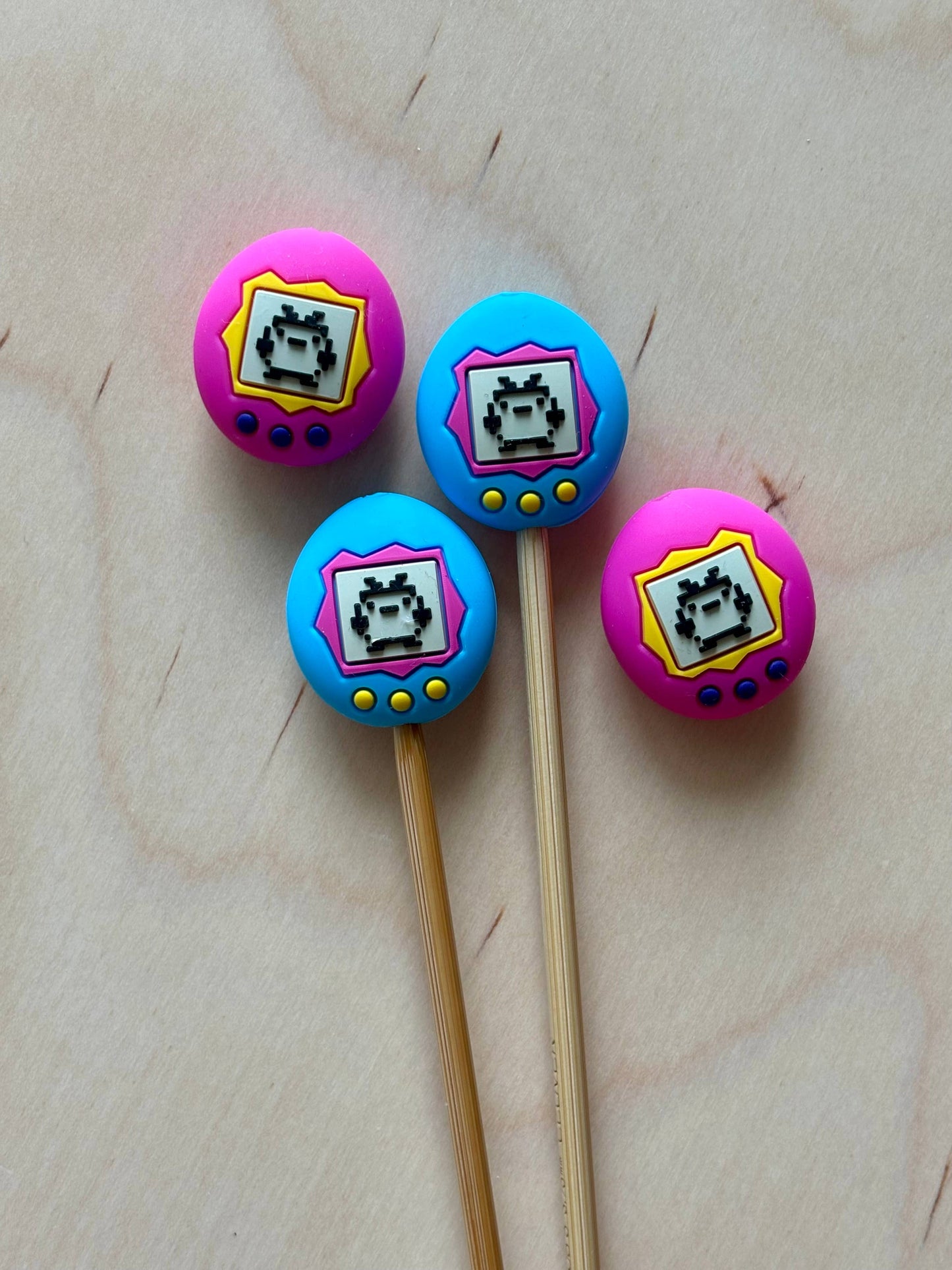 Knitting Needle Point Protectors Retro Video Game 90s: Blue