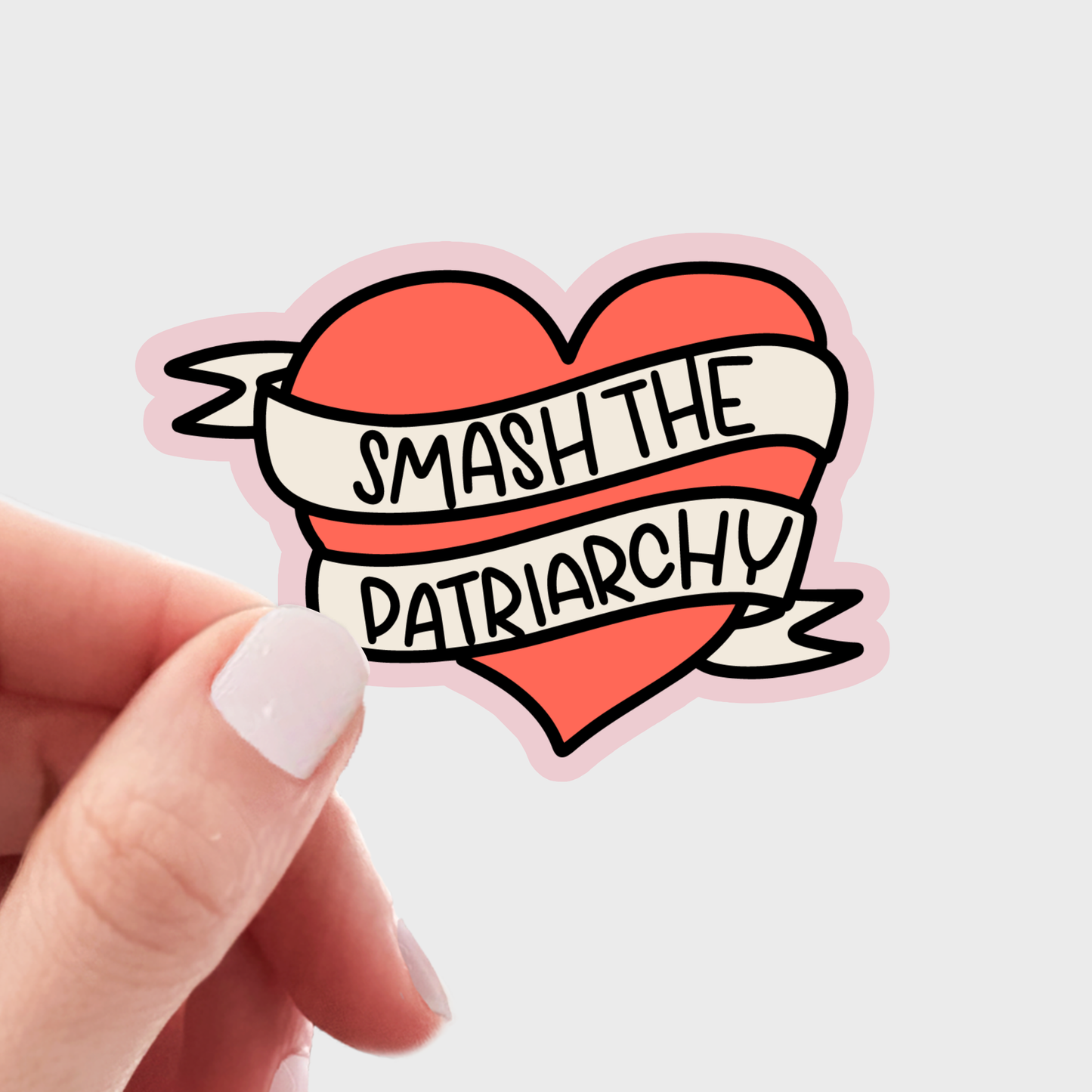 Smash the Patriarchy Sticker - feminism, pink, female, heart