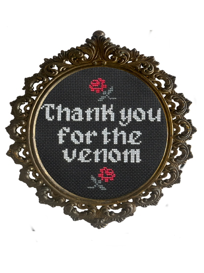 Thank You For the Venom - Cross Stitch Kit : Black Envelope