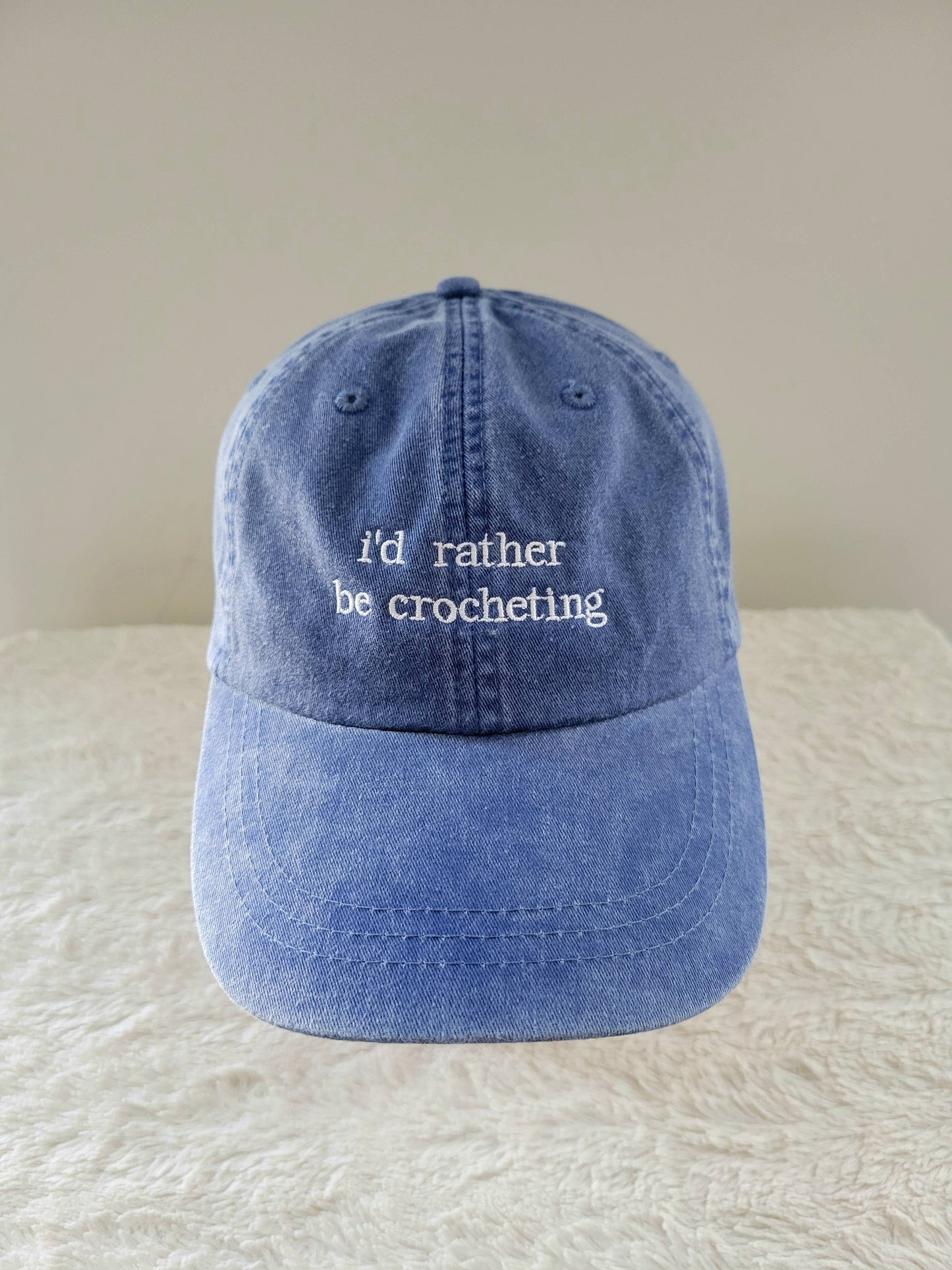 "i'd rather be crocheting" Baseball Hat: Green
