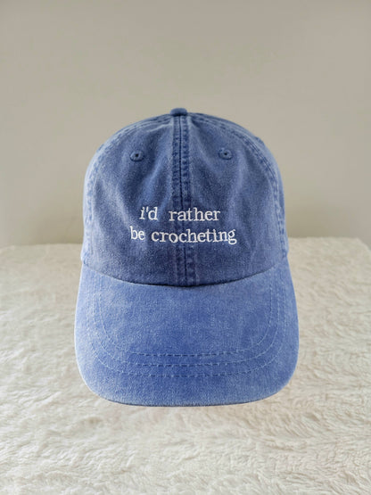 "i'd rather be crocheting" Baseball Hat: Green