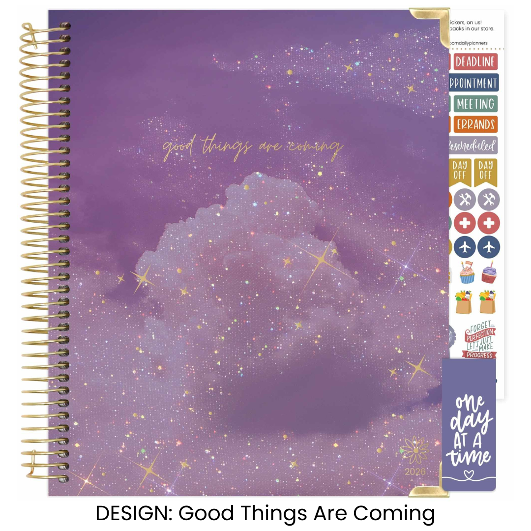 2026 Vision Planner - 7.5"x9" size: Beige Bouquet