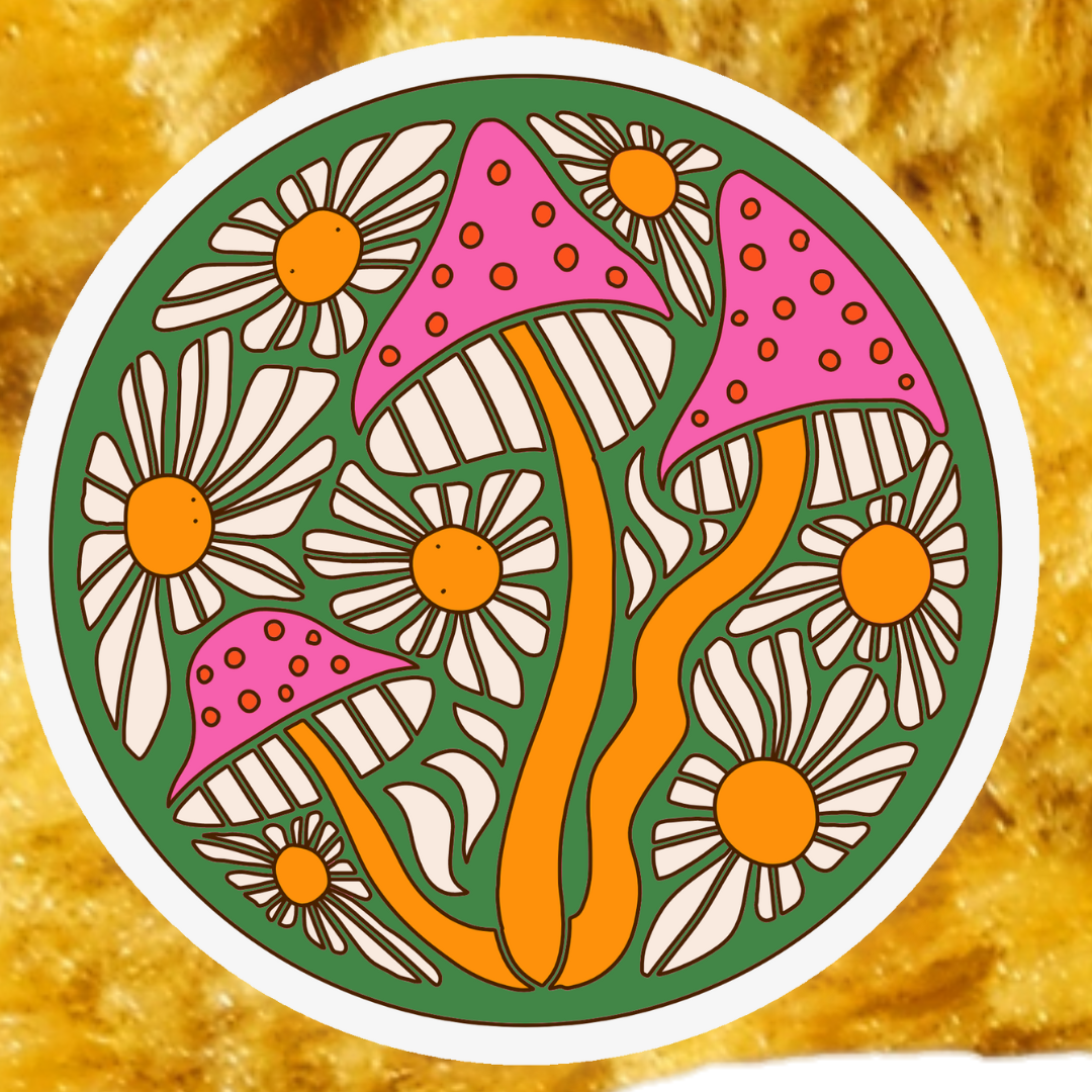 Retro mushroom sticker cute