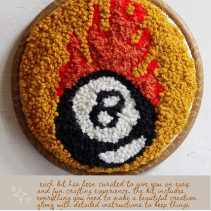 Eight Ball on Fire Beginner DIY Punch Needle Kit