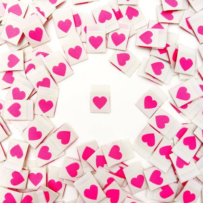 Pink Heart Woven Sewing Labels
