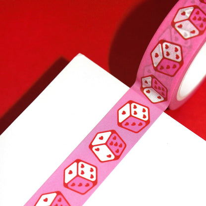 "Lucky Babe" Kitschy Retro Heart Dice Washi Tape (15mm/10m)
