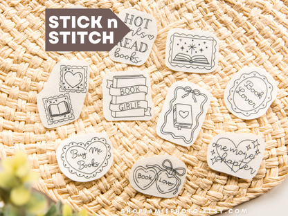 Book Lover Stick and Stitch Embroidery Pack, 10 Designs
