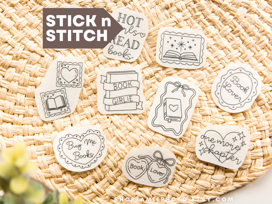 Book Lover Stick and Stitch Embroidery Pack, 10 Designs