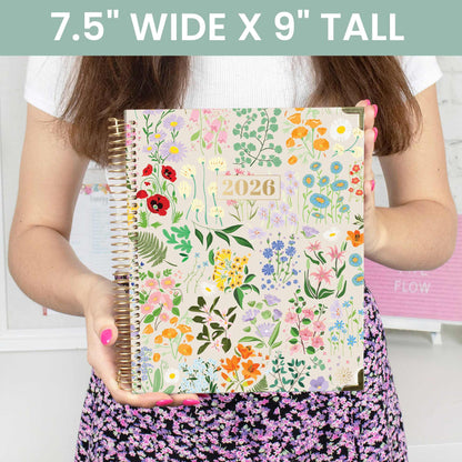 2026 Vision Planner - 7.5"x9" size: Beige Bouquet