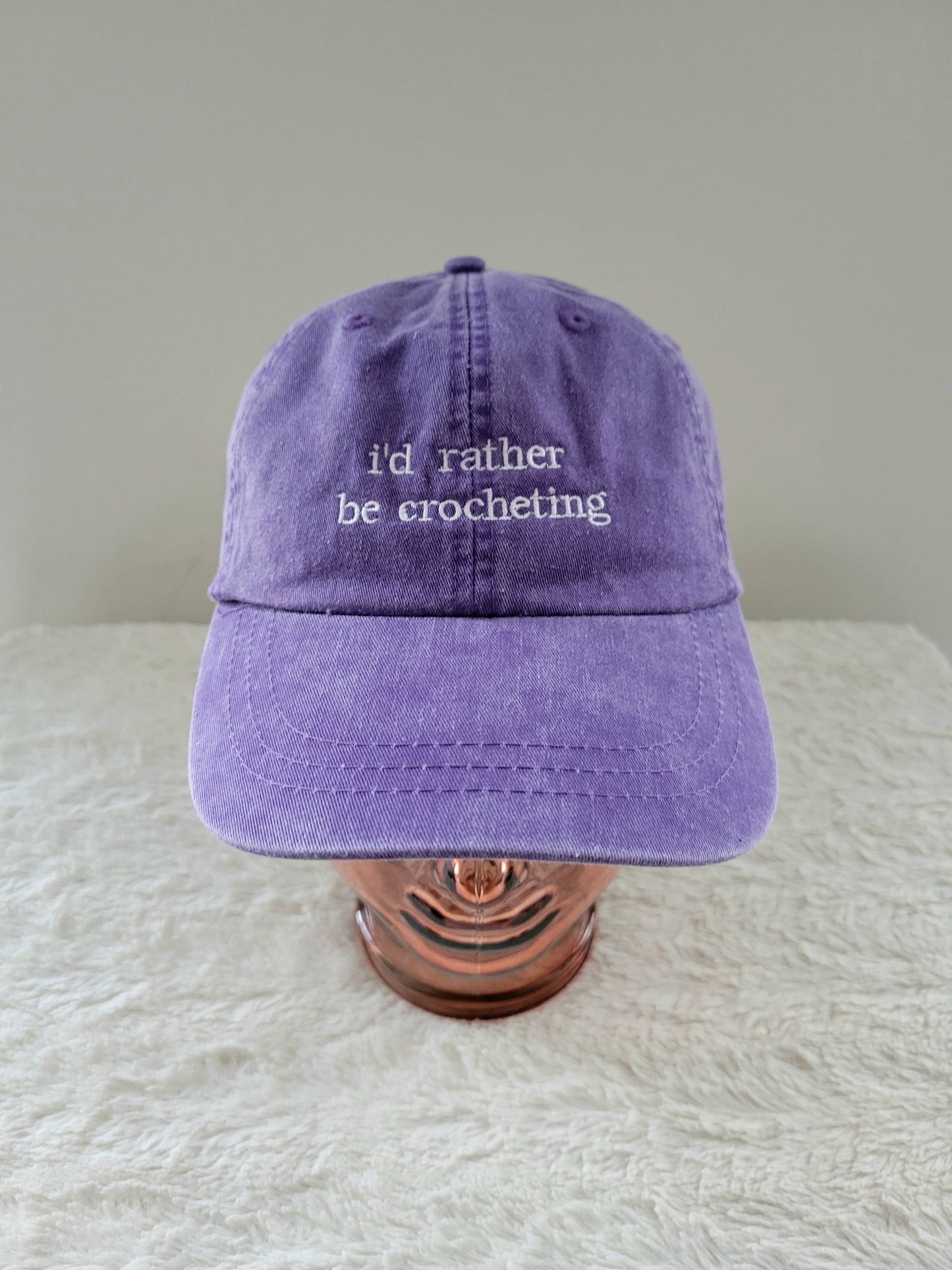 "i'd rather be crocheting" Baseball Hat: Green