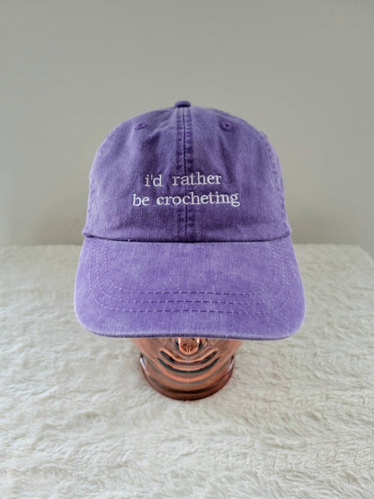 "i'd rather be crocheting" Baseball Hat: Green