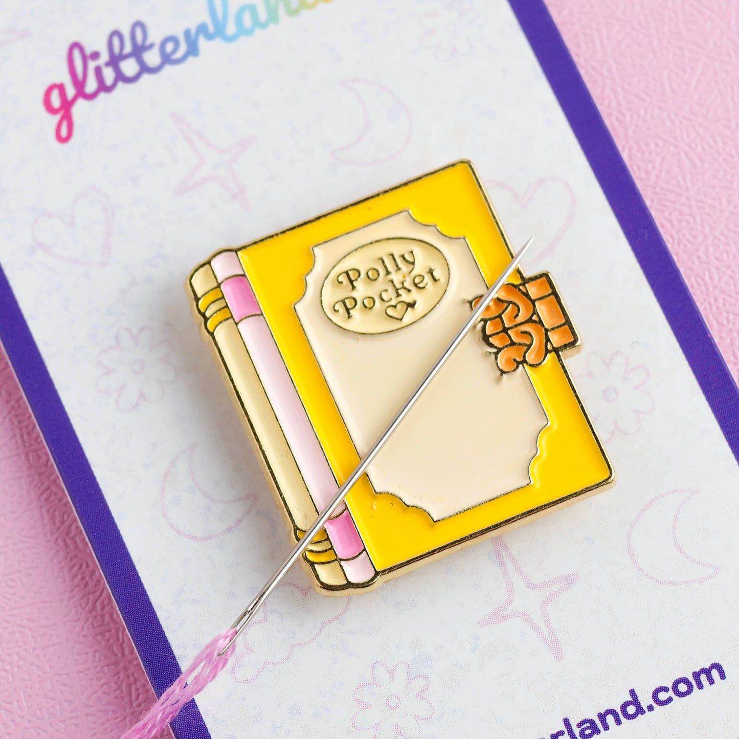 Polly Pocket Books Needle Minder Magnet: Pink Book