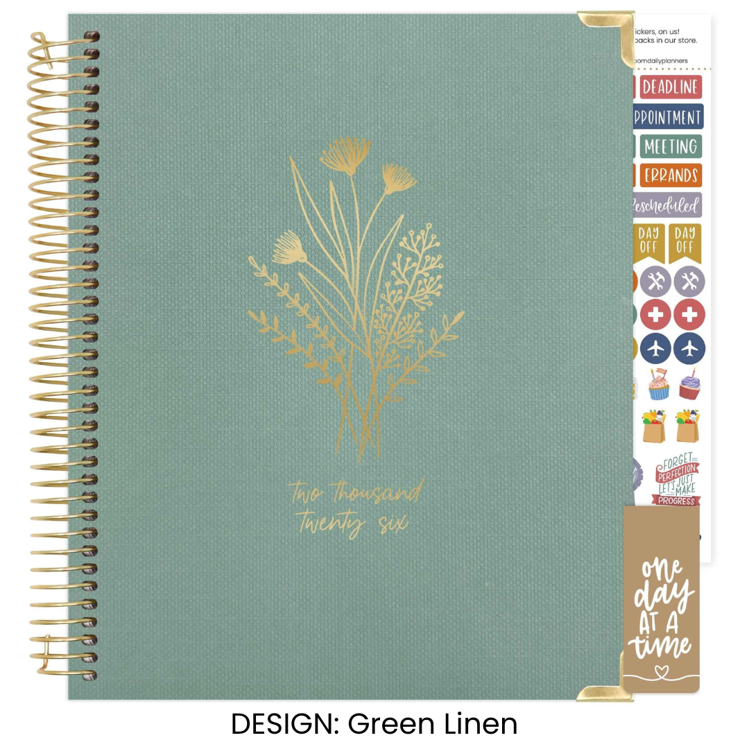 2026 Vision Planner - 7.5"x9" size: Beige Bouquet