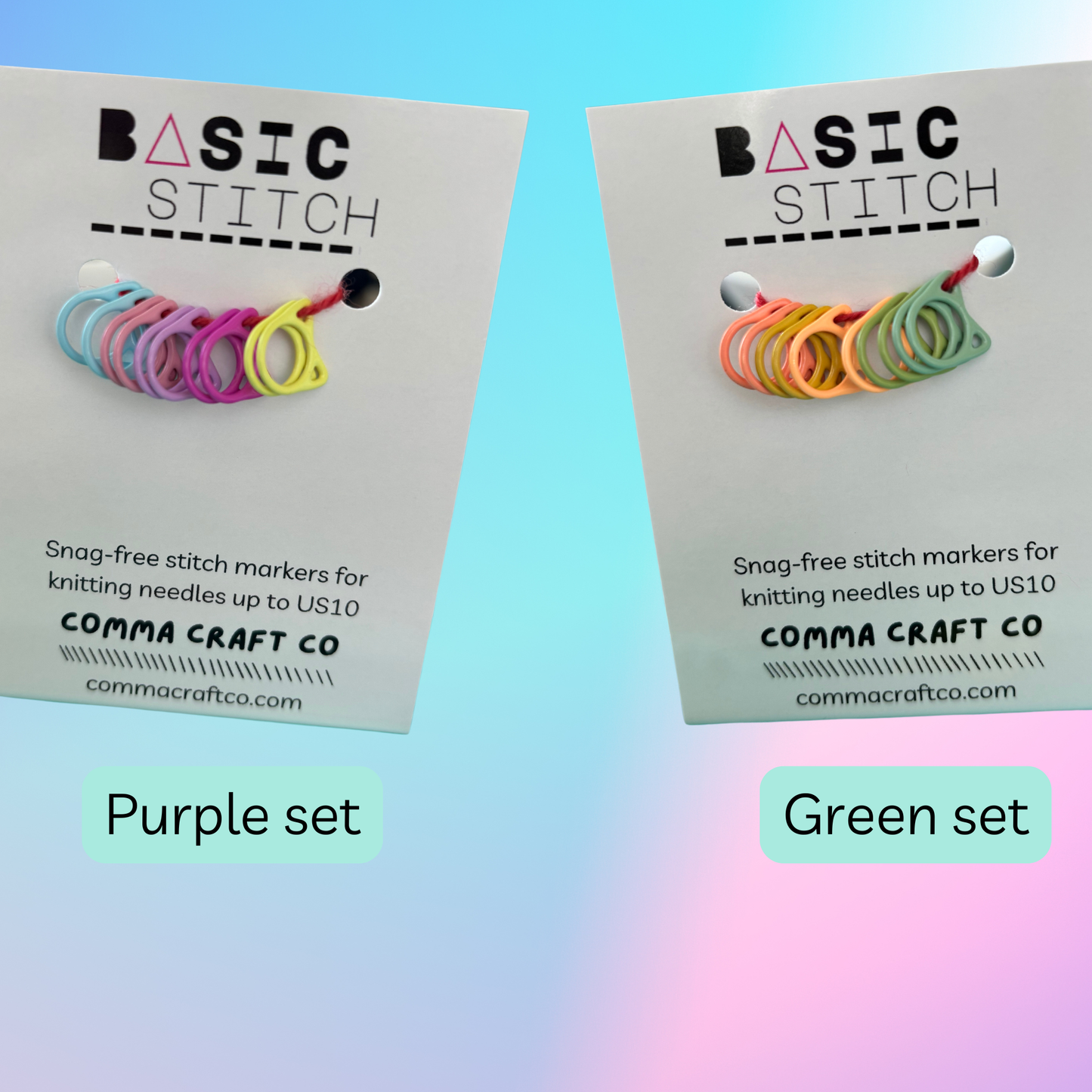 Basic Stitch Set Snag-Free Metal Stitch Markers Cat + Hearts: Cat - purple set