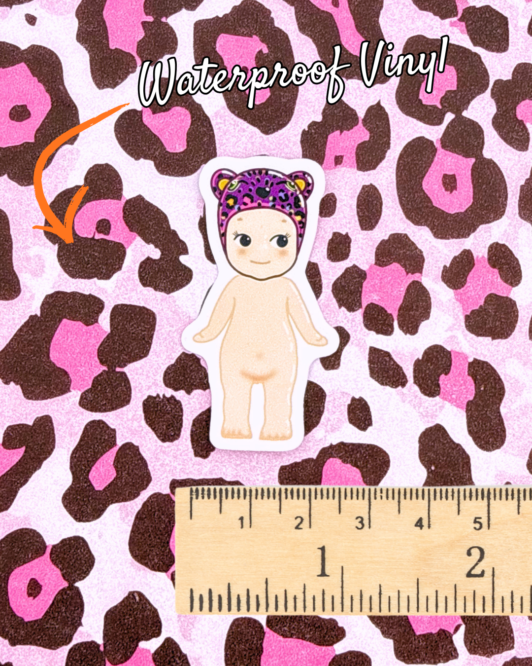 Vinyl Sticker - Rainbow Leopard Trinket Angel Baby