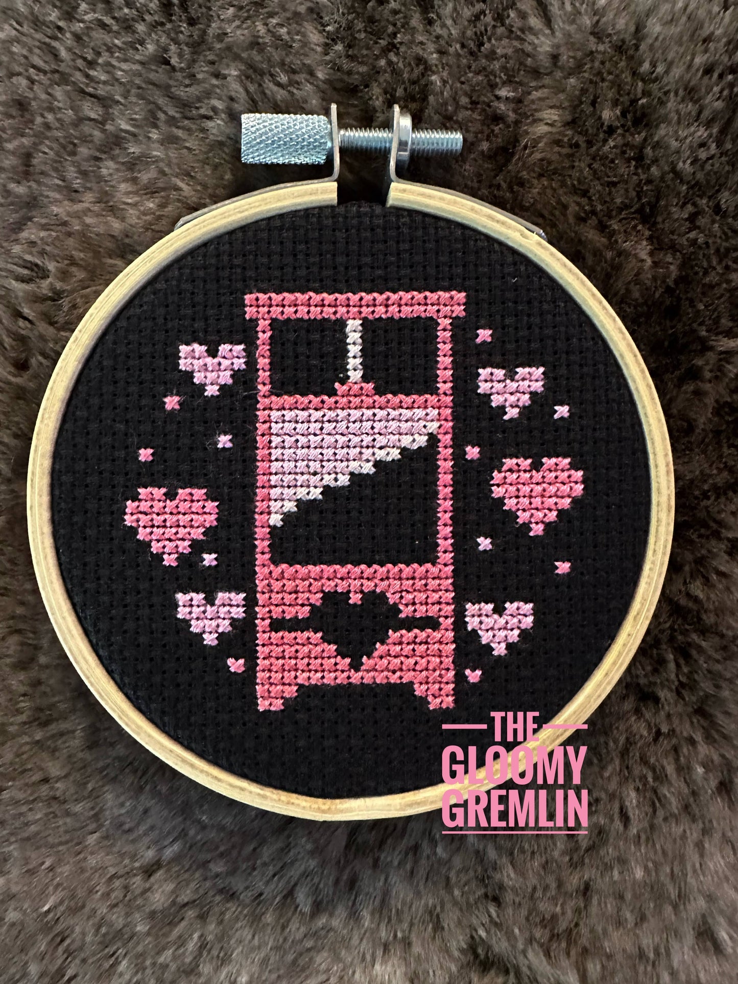 Guillotine, Pink - Cross Stitch Kit: Black Envelope