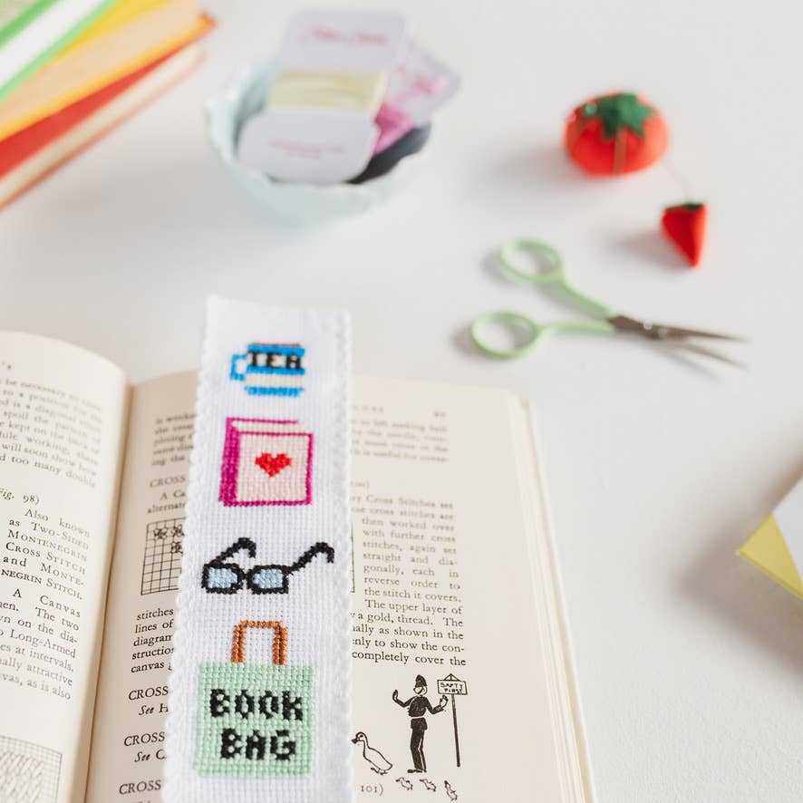 Bookish Counted Cross Stitch Bookmark Kit Beginner Friendly