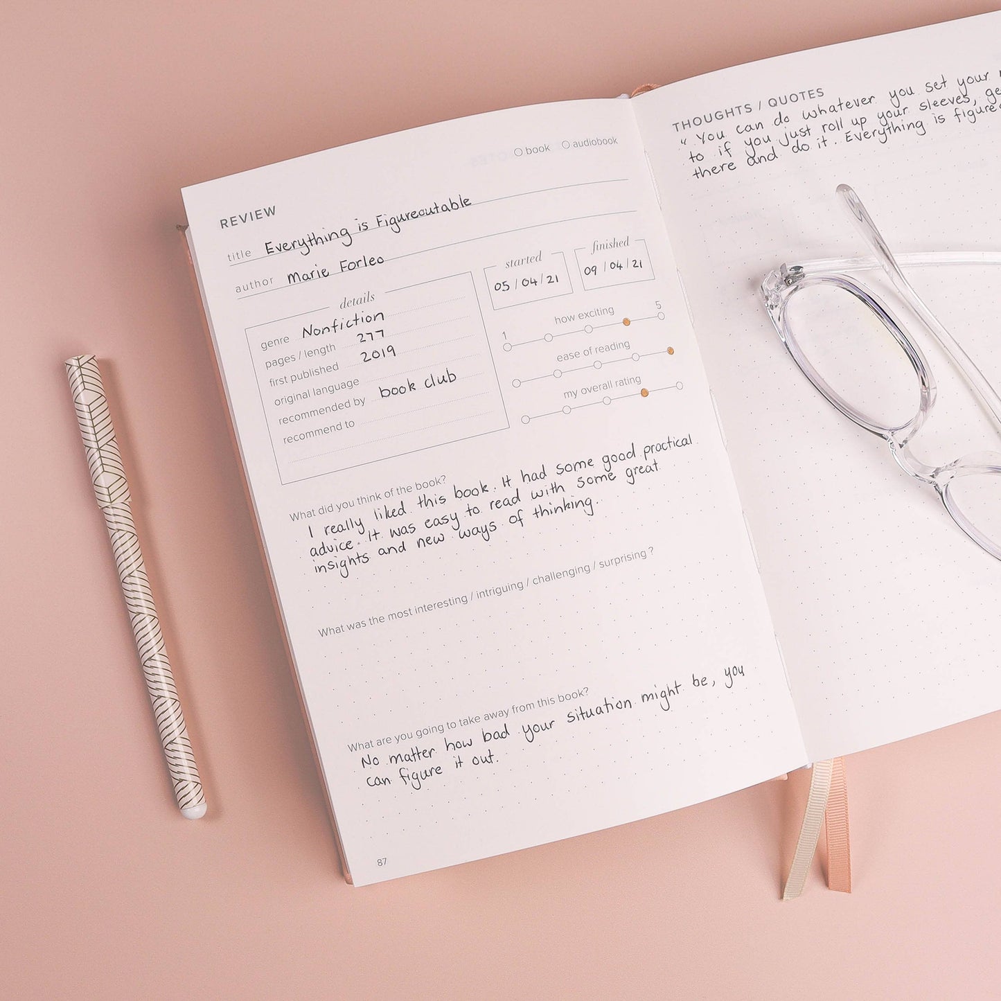 Reading Journal (Avid Reader): Blush