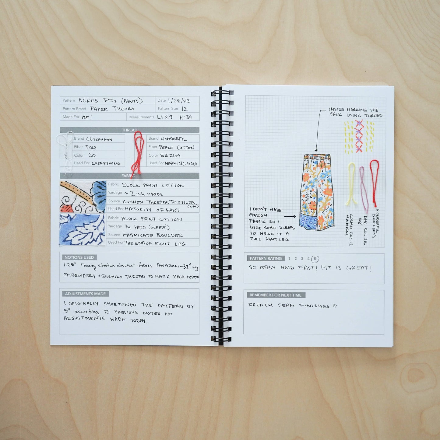 Black & White Sewing Journal