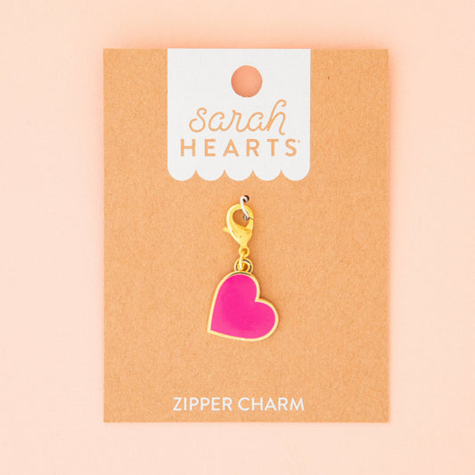 Pink Heart Removable Zipper Charm