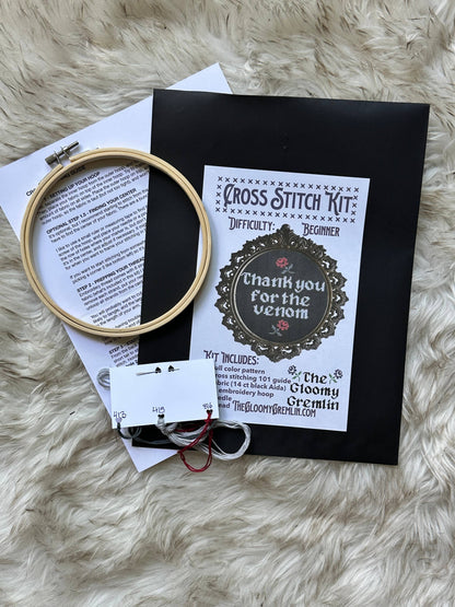Thank You For the Venom - Cross Stitch Kit : Black Envelope